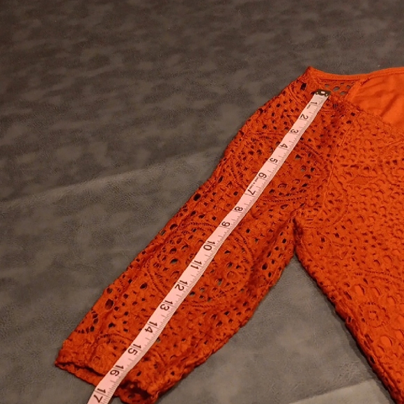 Divided By H&M Dark Burnt Orange Crochet  3/4 Sleeve Dress - Picture 8 of 9